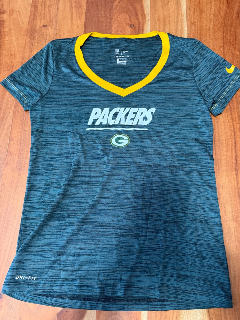 Green Bay Packers Heathered Tee with Yellow Trim